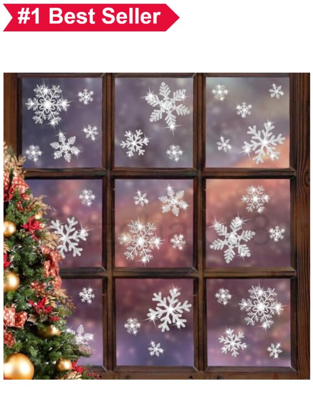 🎄 240Pcs Glitter Snowflakes Window Clings Reusable Static Decals